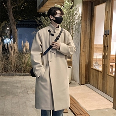 中长款毛呢大衣男款冬季英伦风过膝风衣飞机扣高级感韩系呢子外套，男装毛呢大衣，星座517A-8（原B282）