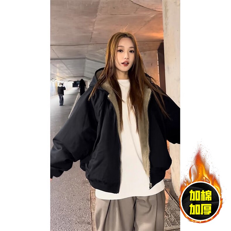 两面穿现货重磅短款座山雕棉衣男女双面穿毛毛绒棉服加厚外套，男装棉衣，电商A443