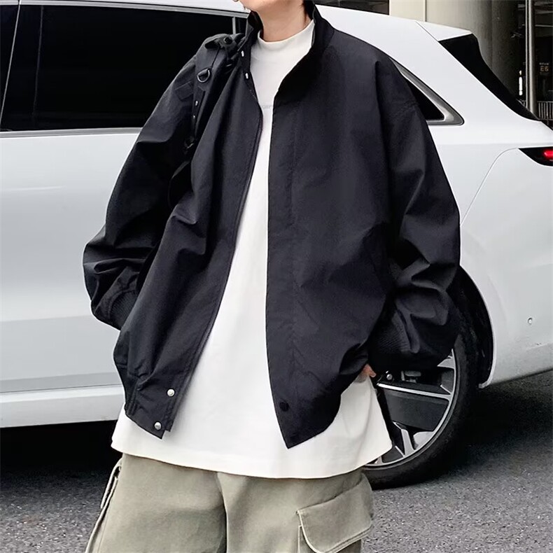 日系工装立领风衣外套2025春秋新款韩版宽松中长款薄款质感大衣,男装风衣,星座506A