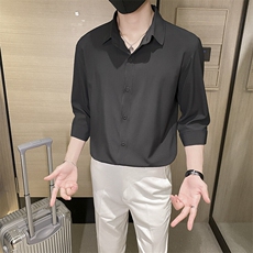 男韩版潮流七分袖衬衣轻熟风痞帅夏季高级感，男装衬衫，星座506