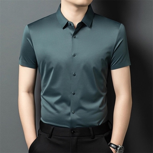 R-LS3333夏季新款男士亚麻无痕短袖衬衣百搭衬衫商务男装