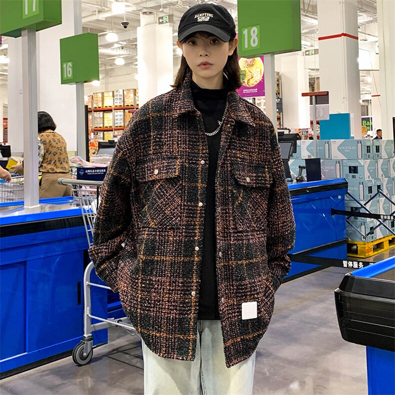 2023秋冬新品宽松百搭衬衫中性翻领上衣外套男女8362-P90控价128,男装衬衫,电商A441-1