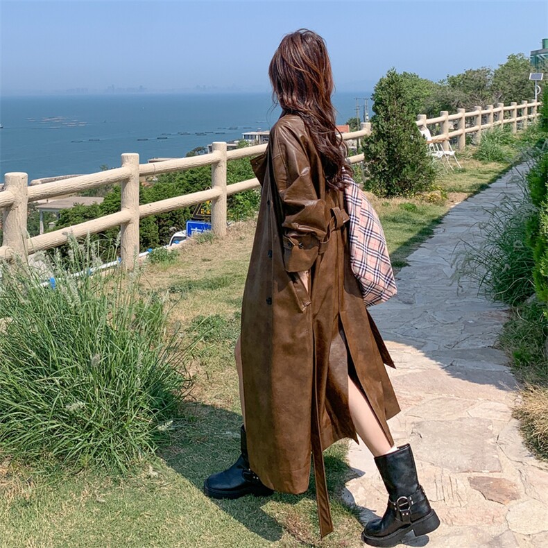 25新品英伦风立领扎染长款皮衣2c309-2528-p180-k268,女装皮衣,2C309