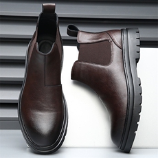 英伦风切尔西短靴男秋冬季套脚马丁靴高帮百搭烟筒靴机车工装鞋潮，男鞋切尔西靴，电商A223