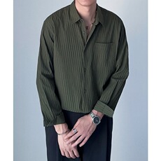 商务休闲长袖衬衫男英伦复古意式扣领高级感正装免烫条纹修身衬衣，男装衬衫，星座506A