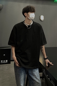 港风钢印字母潮短袖T恤男DT77775P25块特价控48：供抖音视频图片