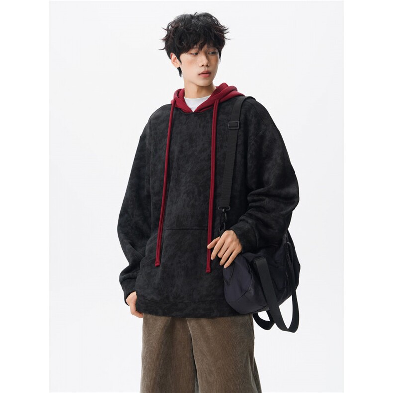 现货WY10166-特P48加绒P55美式复古撞色解构拼接大码男卫衣,男装卫衣,电商A059