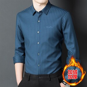 YY-F5007R男士2023年冬季长袖加绒衬衫商务休闲修身衬衣P88图片