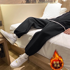 抽绳灰色裤子男春秋2025新款韩版潮流运动休闲长裤筒宽松束脚卫裤，男装休闲裤，星座718-1