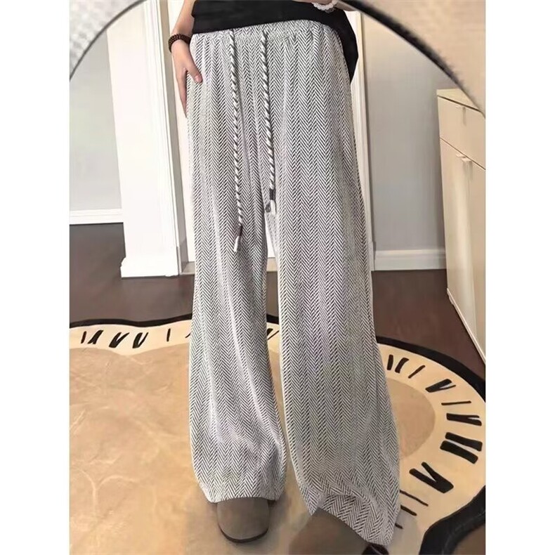 港风秋款男满天星条纹直筒宽松长裤系带休闲裤h0441P43，男装休闲裤，星座1013-1