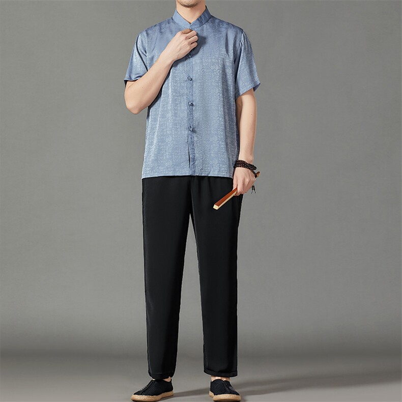 2026夏季薄款高端风中式短袖衬衫套装唐装汉服HL23806-P108,男装休闲套装,星座1105-3