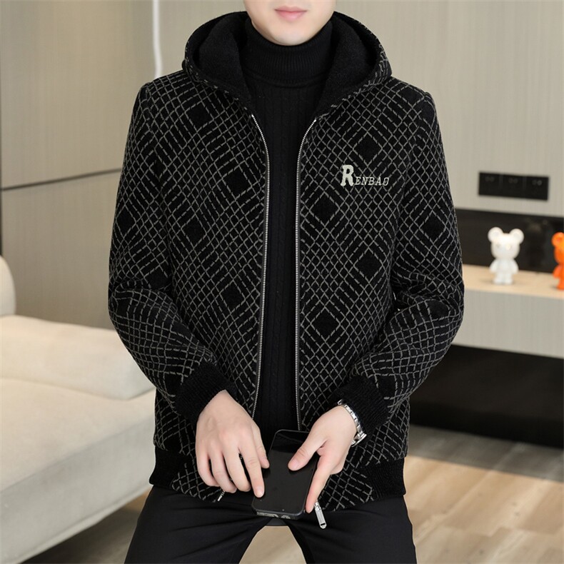 新款男士冬季毛呢大衣外套加棉加厚连帽潮流修身D35P155控238,男装毛呢大衣,电商B226