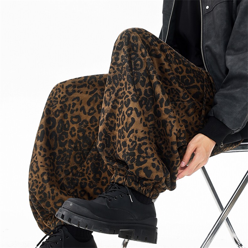 2026春装新款豹纹个性束脚灯笼裤复古百搭休闲长裤2532-P65，男装休闲裤，电商A057