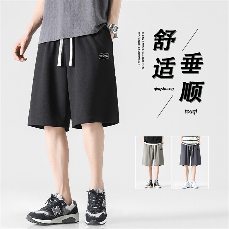肌理感贴标面料休闲短裤男生夏季清凉薄款透气五分裤XD2383特批35图片