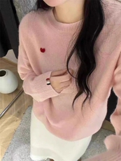马鞍肩爱心圆领六色M胸围100衣长59L胸围105衣长60，女装针织衫/毛衣，初婷羊绒