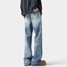 2024秋季新款无影墙大码闪电纹微喇牛仔裤M-5XGK24720-特P40，男装牛仔裤，电商A022