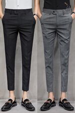 格子九分裤男韩版潮流修身夏季男士休闲裤9分男裤子西裤ZD96，男装西裤，星座1904A