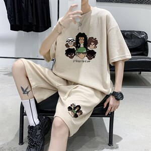 ！2023夏季潮牌男士短袖T恤套装学生一套衣服TZH07P50