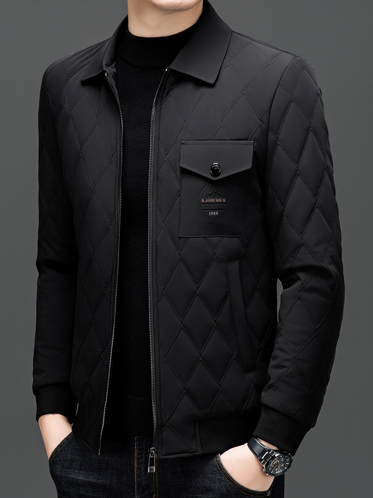 高档棉服2026新款秋冬中年男士棉衣夹克外套轻薄款棉服菱格小棉袄,男装夹克,电商B212（原钱塘6029）
