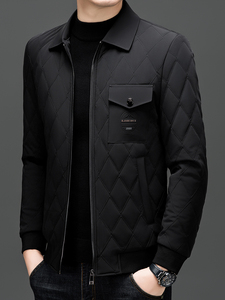高档棉服2026新款秋冬中年男士棉衣夹克外套轻薄款棉服菱格小棉袄图片