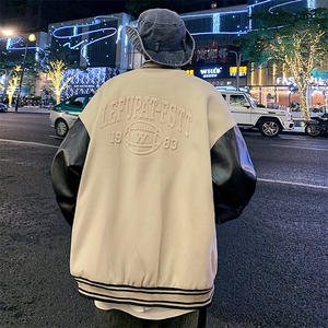 港风秋季龙凤呢棒球服百搭休闲宽松夹克外套男XZ214-8 JK800 P65图片