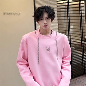 链条项链款男大时尚卫衣秋冬打底设计高街痞帅潮男打底衫长袖P55图片