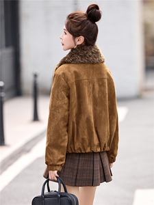 毛绒翻领加绒加厚鹿皮绒外套女2025秋冬新款洋气时尚百搭棉服上衣图片