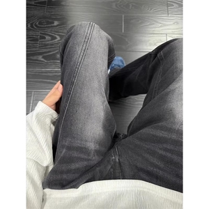 微喇牛仔裤男款美式高街vibe裤子高腰弯刀显瘦直筒裤 L2142 P39图片