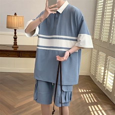 夏装青少年简约时尚Polo衫翻领运动短袖套装男女6627-P65控价88，男装Polo衫，电商A441-1