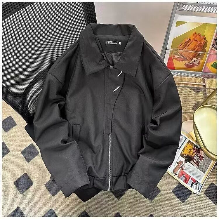 垫肩廓形短款冲锋衣男士潮牌飞行员夹克宽松翻领工装外套JKF02，男装夹克，星座516A