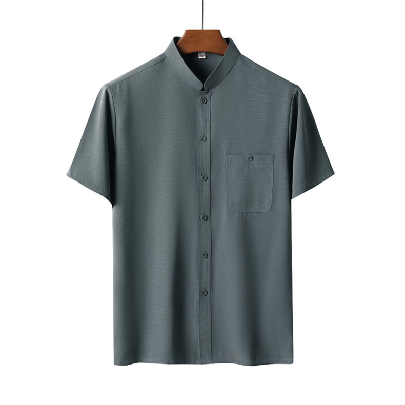 风唐装中式汉服速干短袖中老年人夏季薄款衬衫短袖SH235-P48，男装中老年男装，钱塘723