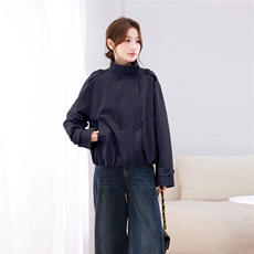 拼接撞色短风衣外套女2026新款，禁止低价，女装风衣，鑫源服饰