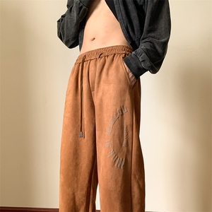 秋季鹿皮绒大码宽松阔腿休闲裤 C006*P28*控58图片