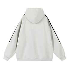 抖音得物二开高品质25春装重磅全棉宽松两条杠织带连帽卫衣CM37，男装卫衣，电商A486