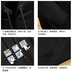 WY2097-P40加绒P45纯棉连帽卫衣男大码运动帽衫宽松薄外套，男装卫衣，电商A040A