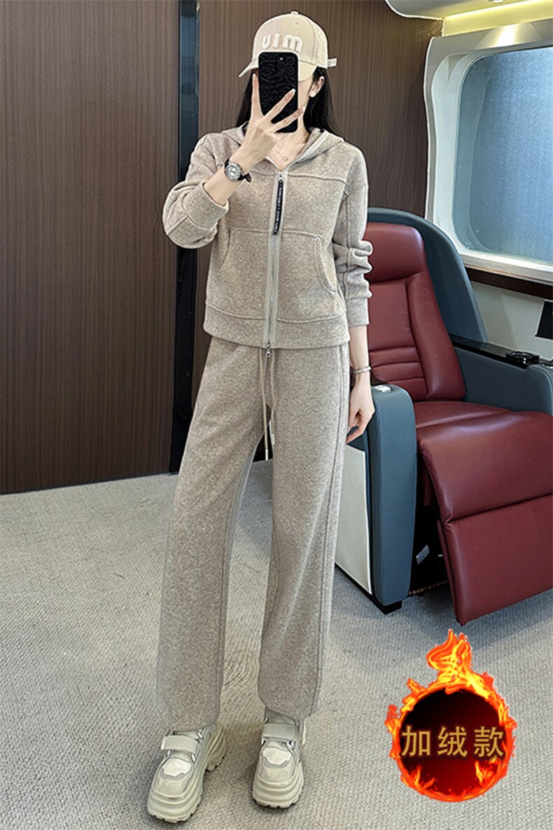 女秋冬新款宽松显瘦卫衣直筒裤两件套,女装套装/套裙,江南