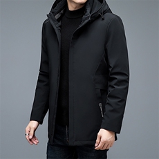 2023冬季新款可脱卸帽羽绒服男上衣纯色中年加厚保暖白鸭绒外套，男装羽绒服，电商B212（原钱塘6029）