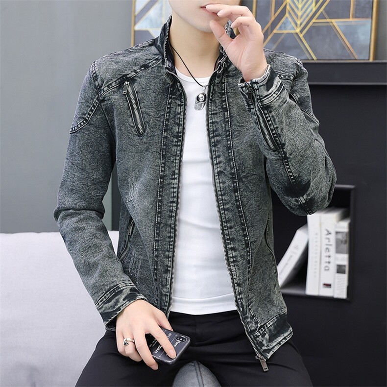 JK1823-P100水洗做旧牛仔外套复古帅气工装翻领夹克宽松潮牌,男装工装外套,电商D310B-1