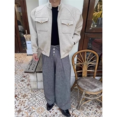 老钱风立领男女夹克春季工装风双口袋高级感哈灵顿外套BJK1051，男装夹克，星座208-5