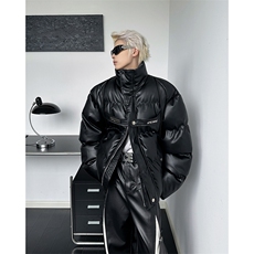 冬季小众解构PU皮加厚棉服外套金属绑带设计感面包服MY088-P110，男装棉衣，星座308B-2