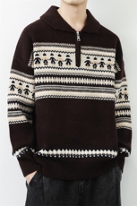 牌条纹毛衣男女秋冬宽松慵懒风圣诞小众针情侣织衫外套MY9006，男装针织衫/毛衣，星座914