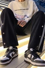 2025冬季新款男装玉米华夫格拼接卫裤加厚开衩休闲裤GK63-P55，男装休闲裤，电商B277A（原A068）