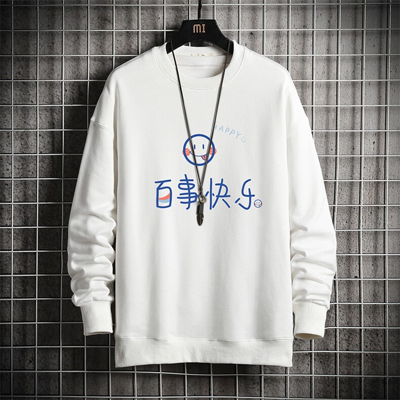 S6183-P28 加绒款-P33 秋季圆领卫衣男大码韩版宽松长袖外套 网格图片