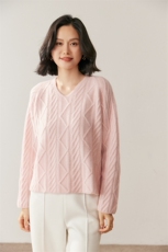 秋季新款菱形v领时尚休闲针织衫，女装针织衫/毛衣，鸥蕊娅羊绒