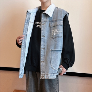 MJ231J-p68-限价98 M-5XL抖音情侣棉马甲加绒大码羊羔毛cityboy图片