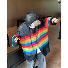 彩虹针织镂空网防晒罩衫上衣男女初秋外套开衫外搭，男装防晒衣，星座410-7
