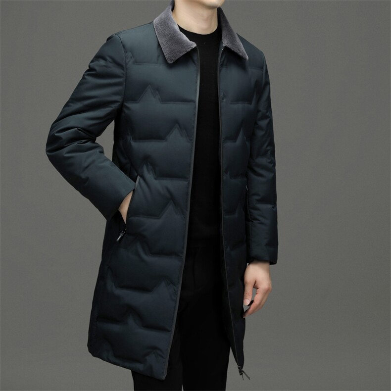 BF22967钱塘2020-2中年男士中长款羽绒服休闲百搭翻领外套P250,男装羽绒服,钱塘207-2
