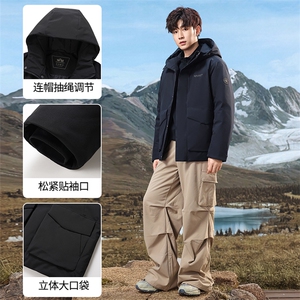 新款男士户外保暖防寒白鸭绒羽绒服连帽短款韩版外套男DB952-P210图片