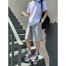 夏季新款美式短裤男潮牌薄款设计感小众宽松大码运动休闲五分裤子，男装牛仔裤，四季星座505