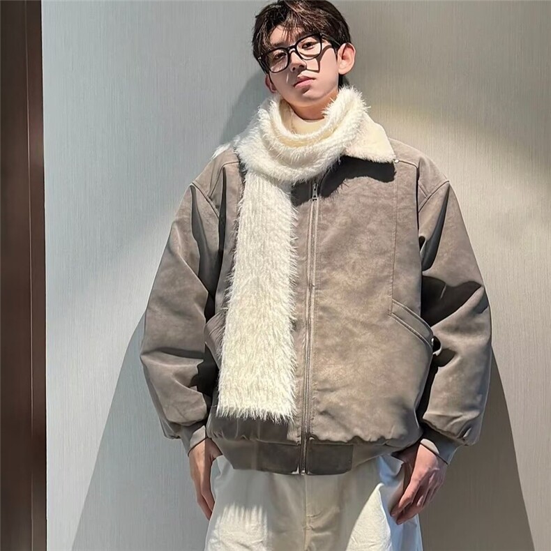 男士美式翻领外套男秋冬潮高级感男装2025年新款复古机车夹克,男装夹克,星座506A
